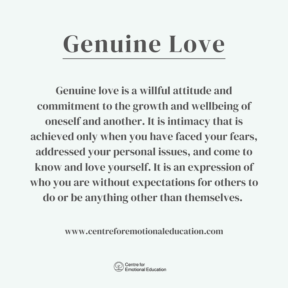 Genuine Love Definition by Centre for Emotional Education